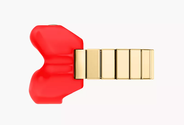 Gold Tone Lip Watch Ring