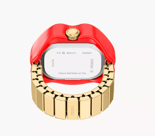 Gold Tone Lip Watch Ring