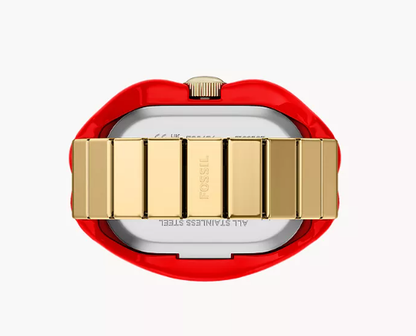 Gold Tone Lip Watch Ring