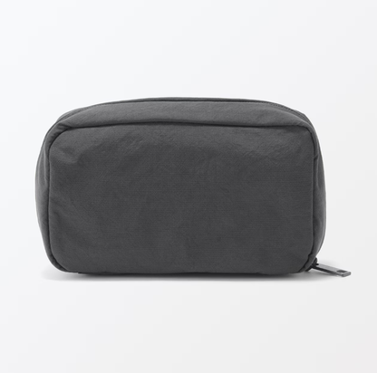 Muji Wrinkled Nylon Wide Opening Cosmetic Pouch M