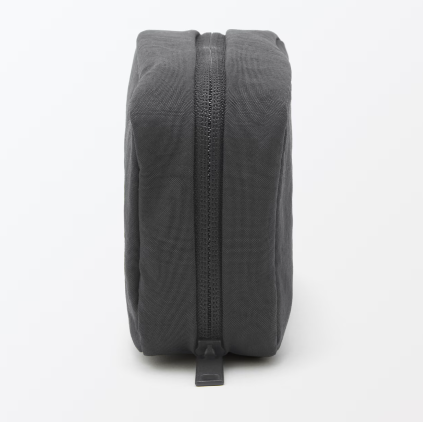 Muji Wrinkled Nylon Wide Opening Cosmetic Pouch M