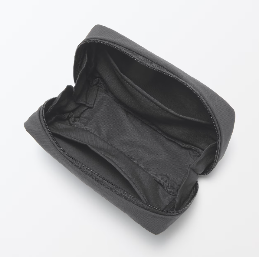 Muji Wrinkled Nylon Wide Opening Cosmetic Pouch M