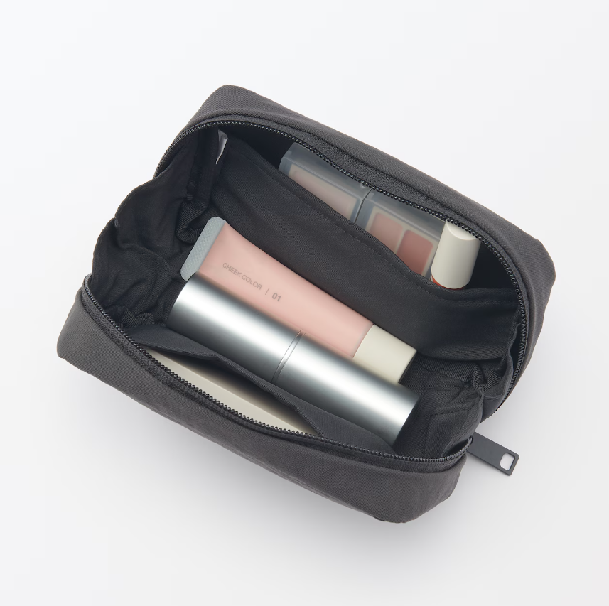 Muji Wrinkled Nylon Wide Opening Cosmetic Pouch M