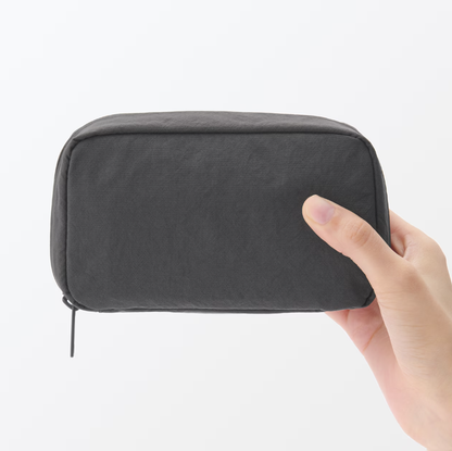 Muji Wrinkled Nylon Wide Opening Cosmetic Pouch M