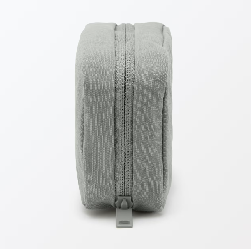 Muji Wrinkled Nylon Wide Opening Cosmetic Pouch M