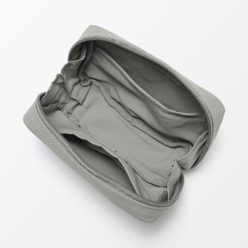 Muji Wrinkled Nylon Wide Opening Cosmetic Pouch M