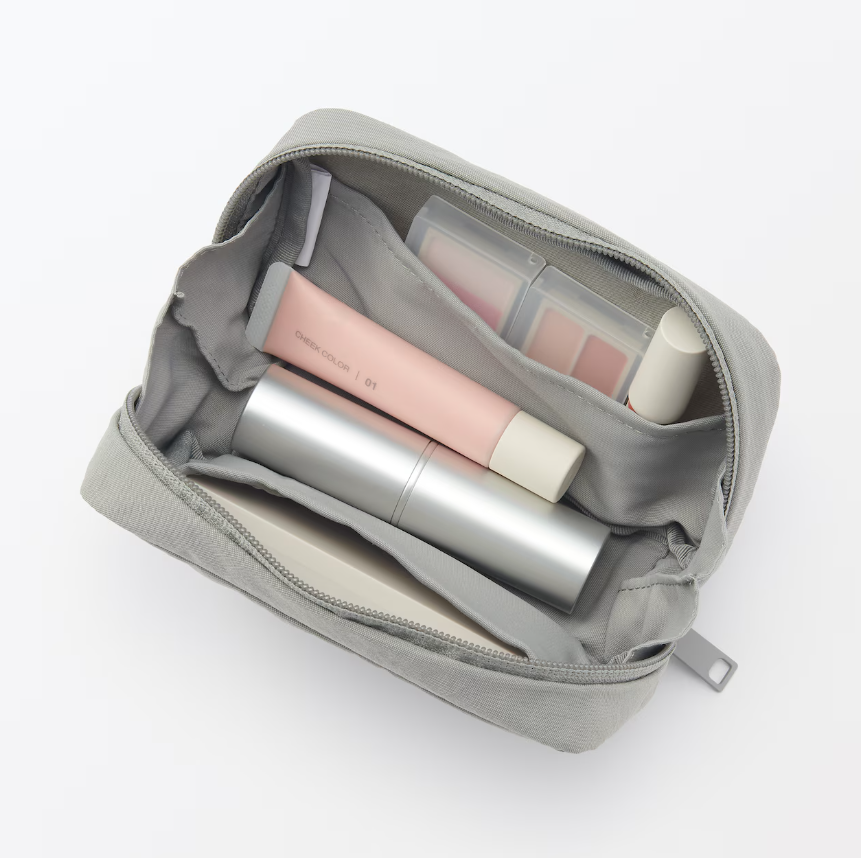 Muji Wrinkled Nylon Wide Opening Cosmetic Pouch M