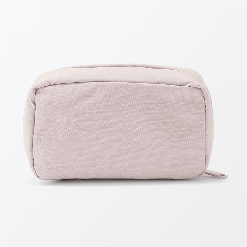 Muji Wrinkled Nylon Wide Opening Cosmetic Pouch M
