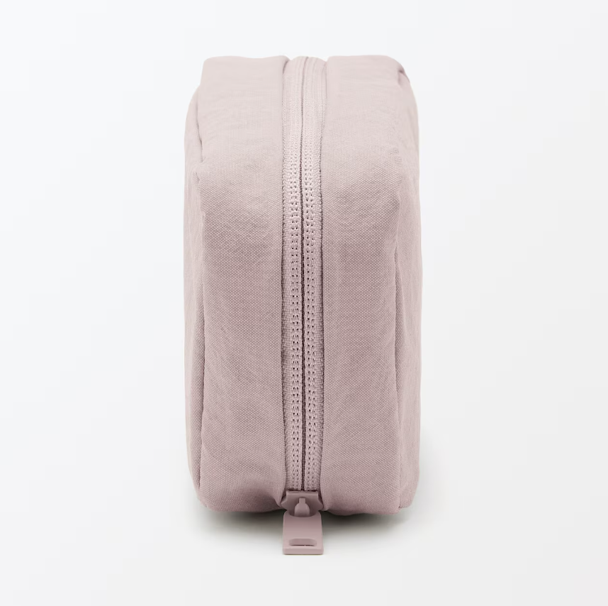 Muji Wrinkled Nylon Wide Opening Cosmetic Pouch M