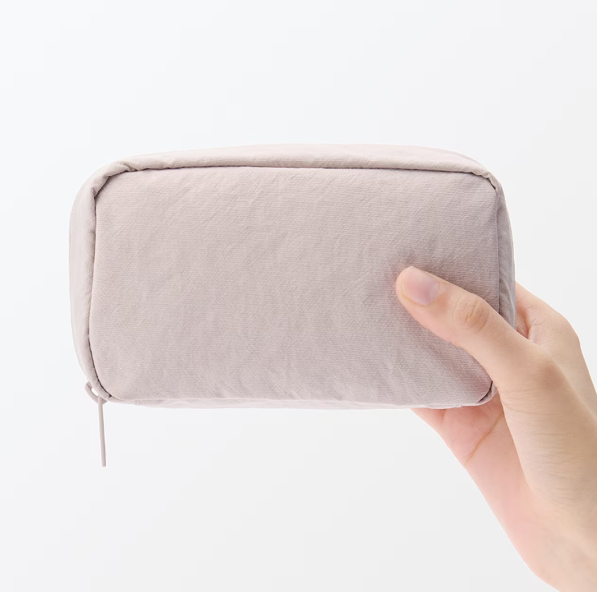 Muji Wrinkled Nylon Wide Opening Cosmetic Pouch M