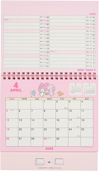Sanrio 622044 Ring Calendar 2026 My Melody Tabletop Paper Calendar