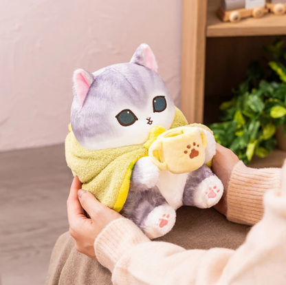 mofusand Fluffy Poncho Meow Plush with Hood – Playful Dinosaur S Size