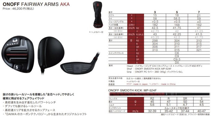 ONOFF Fairway Arms AKA MP-524F Fairway Wood 2024 Golf Club