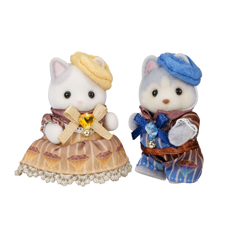 Sylvanian Families x Del Rey Baby Latte 2025 Diamond Chocolat Cat & Husky Doll Set