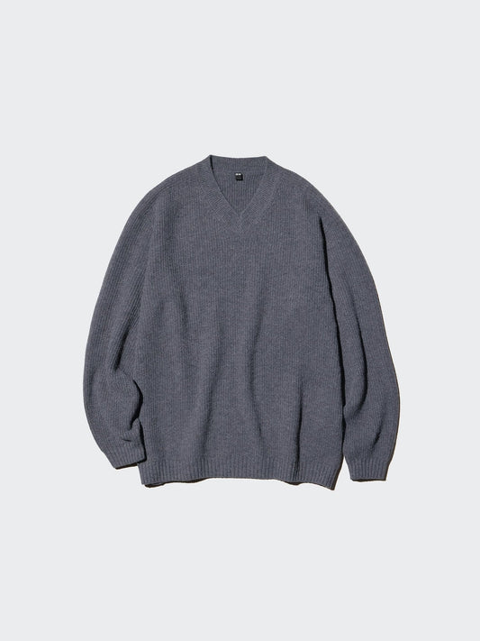 3D Soufflé Yarn V-Neck Sweater