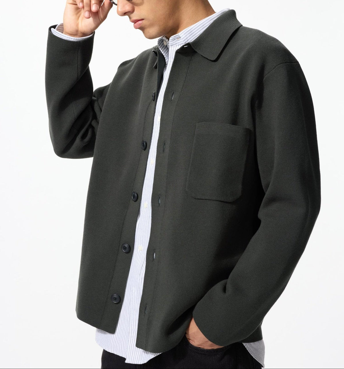 Uniqlo Milano Rib Shirt Cardigan