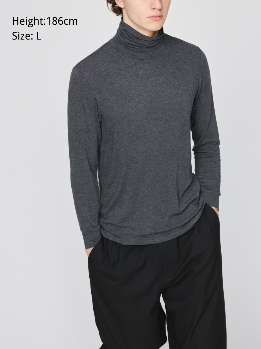 UNIQLO HeatTech Cashmere Blend Ultra Stretch Turtleneck Top 9-Sleeve