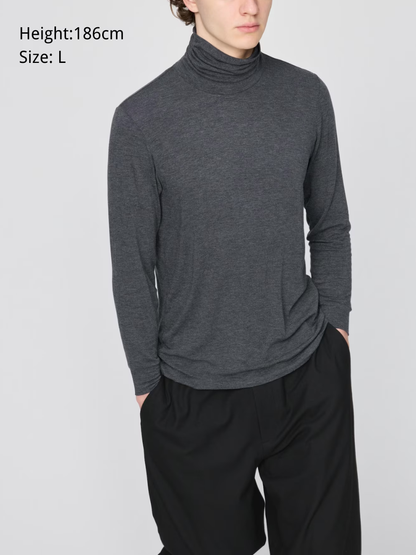 UNIQLO HeatTech Cashmere Blend Ultra Stretch Turtleneck Top 9-Sleeve