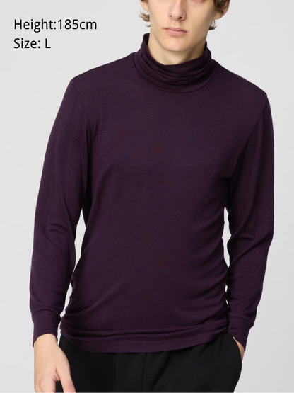 UNIQLO HeatTech Cashmere Blend Ultra Stretch Turtleneck Top 9-Sleeve