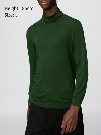 UNIQLO HeatTech Cashmere Blend Ultra Stretch Turtleneck Top 9-Sleeve