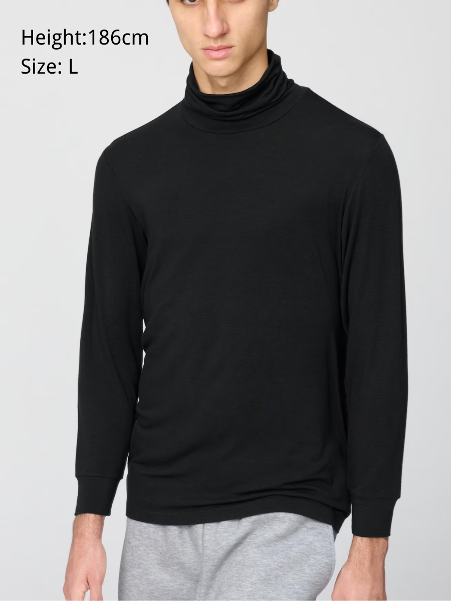 UNIQLO HeatTech Cashmere Blend Ultra Stretch Turtleneck Top 9-Sleeve