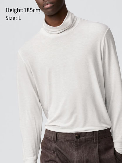 UNIQLO HeatTech Cashmere Blend Ultra Stretch Turtleneck Top 9-Sleeve