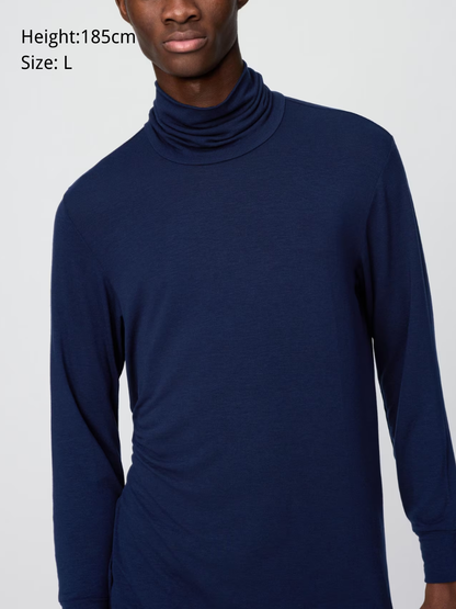 UNIQLO HeatTech Cashmere Blend Ultra Stretch Turtleneck Top 9-Sleeve