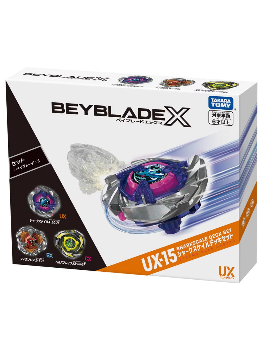 BEYBLADE X UX-15 Attack Type Shark Scale Deck Set (3 Beyblades)