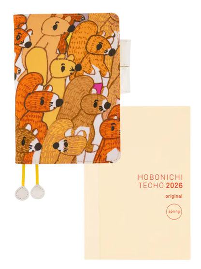 Hobonichi Techo 2026 100%ORANGE Busy Squirrels Original Size A6 Planner Cover