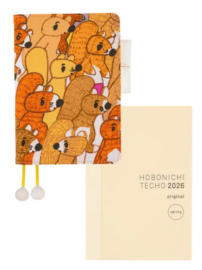 Hobonichi Techo 2026 100%ORANGE Busy Squirrels Original Size A6 Planner Cover