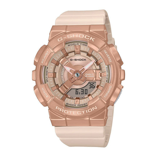 CASIO G-SHOCK GM-S110PG-4AJF Pink Gold Metal LED World Time Digital Analog Watch