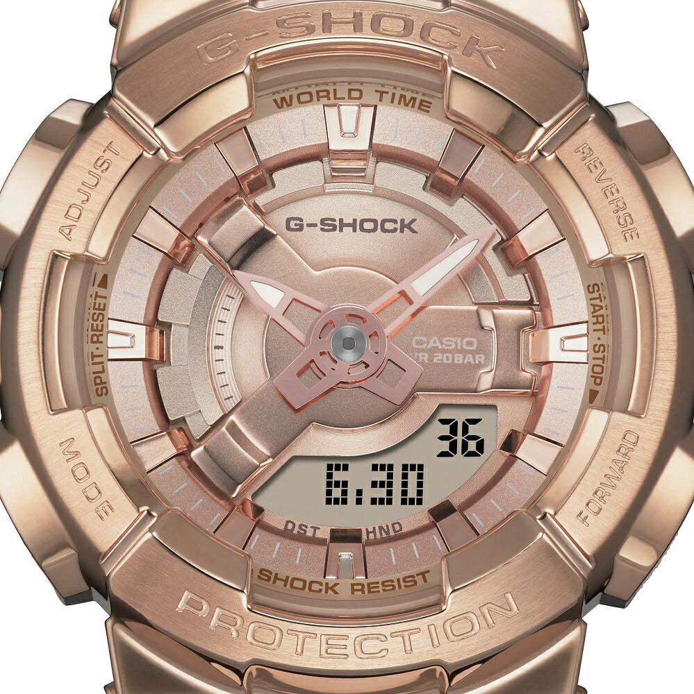 CASIO G-SHOCK GM-S110PG-4AJF Pink Gold Metal LED World Time Digital Analog Watch