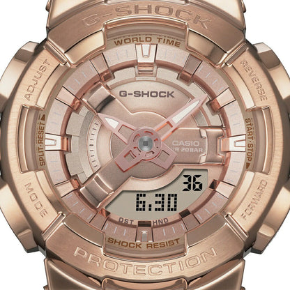 CASIO G-SHOCK GM-S110PG-4AJF Pink Gold Metal LED World Time Digital Analog Watch
