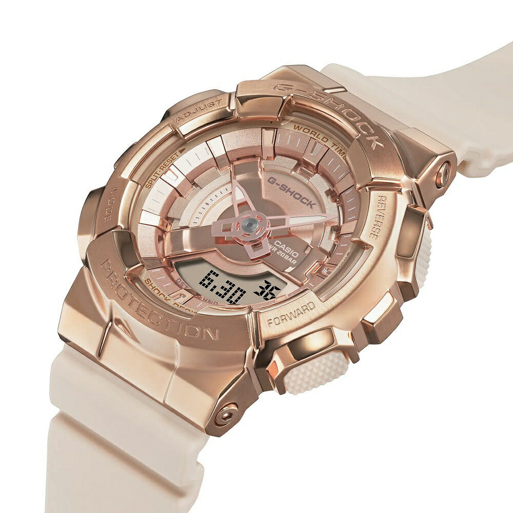 CASIO G-SHOCK GM-S110PG-4AJF Pink Gold Metal LED World Time Digital Analog Watch