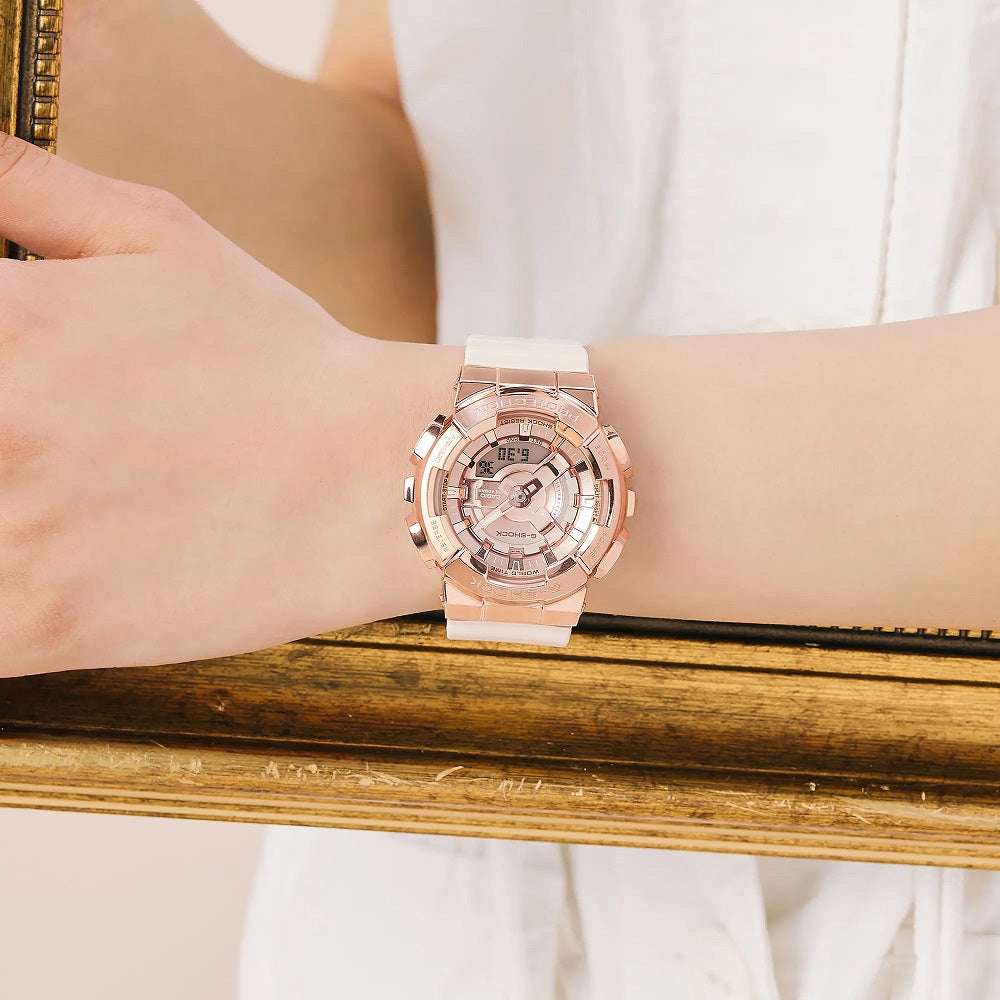 CASIO G-SHOCK GM-S110PG-4AJF Pink Gold Metal LED World Time Digital Analog Watch