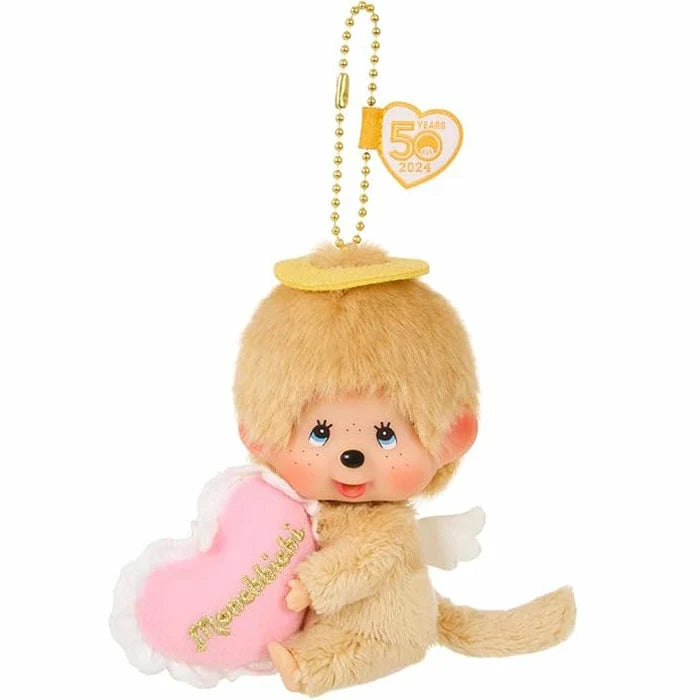 Sekiguchi Monchhichi Love Happy Angel Boy Face Big SS Keychain Plush