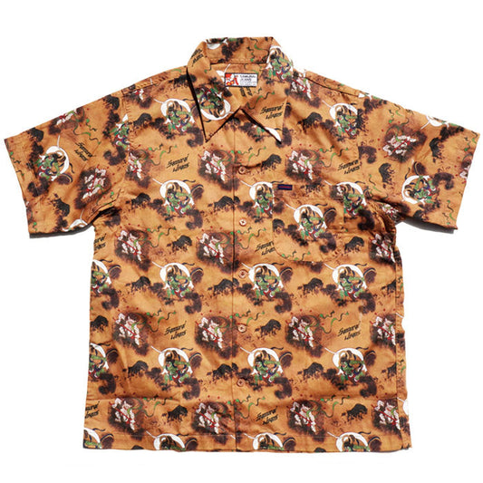 SAMURAI JEANS SSA23-FR Wind God and Thunder God Pattern Hawaii Shirt