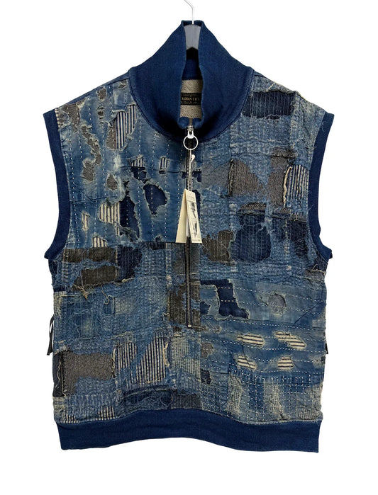 KAPITAL BORO IDG fleece half zip vest