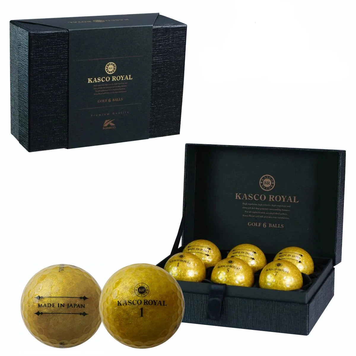 KASCO ROYAL Gold Glow Official Golf Balls 5-Layer Premium Construction - 6 Pack