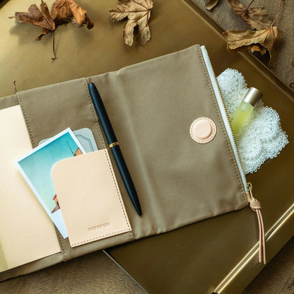 Hobonichi Techo 2027 Tragen Bitter Check A6 Planner Cover with Storage Pockets