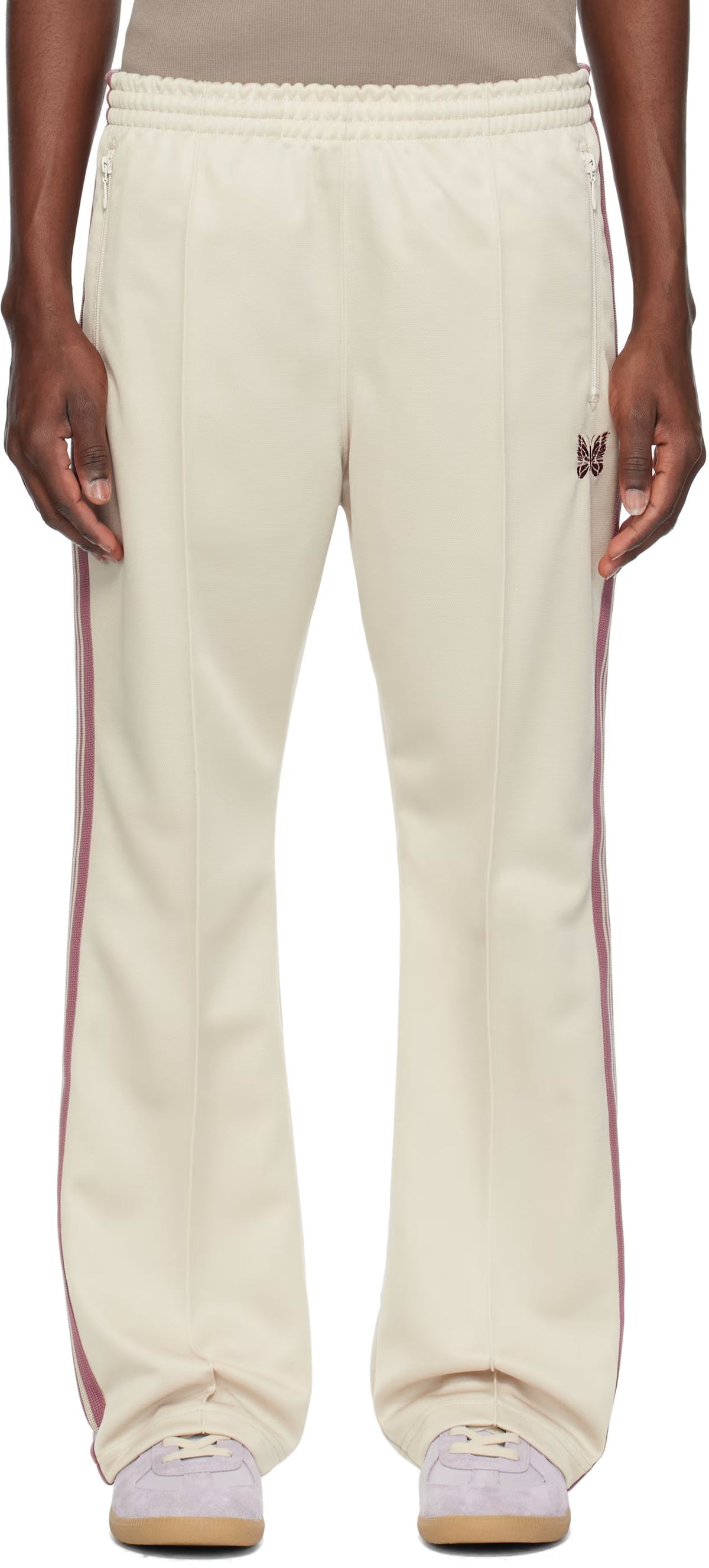 NEEDLES Light Beige Side Stripe Detail Track Pants