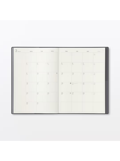 Muji 2026–2027 A5 Monthly & Weekly Planner (March 2026 Start, Monday Start)