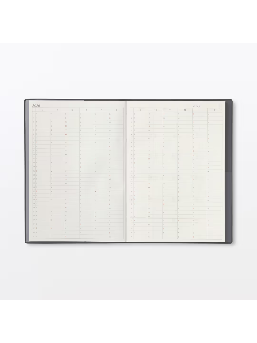Muji 2026–2027 A5 Monthly & Weekly Planner (March 2026 Start, Monday Start)
