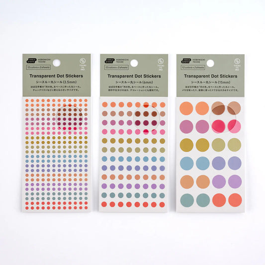 Hobonichi Techo 2027 TSUKI no IRO See-Through Round Stickers 3.5mm / 6mm / 15mm