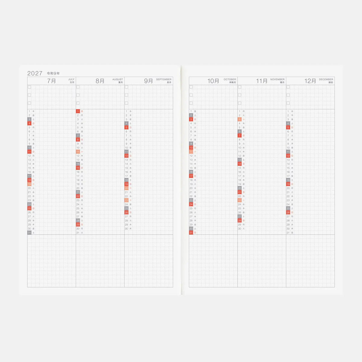 Hobonichi Techo Cousin Avec 2027 A5 Planner January Start Monday Start Japanese