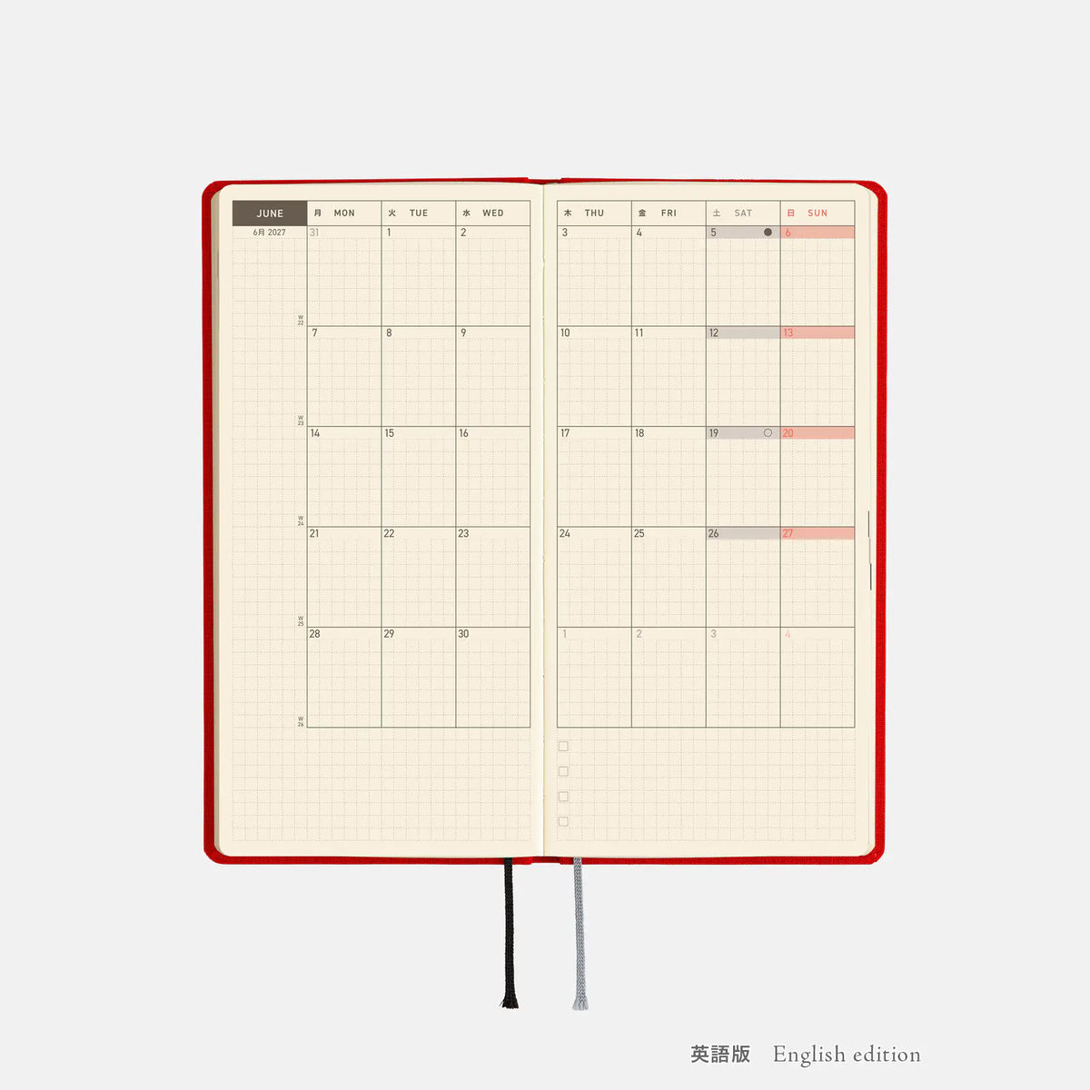 Hobonichi Techo 2027 Weeks MEGA Poppy Red Planner