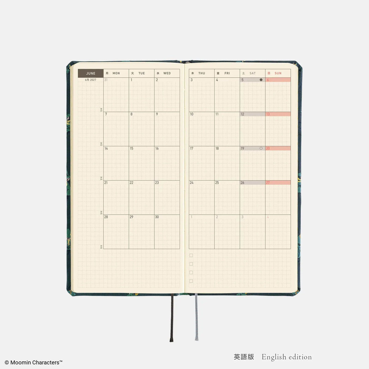 Moomin Hobonichi "A Day with Snufkin" 2027 Weeks Planner