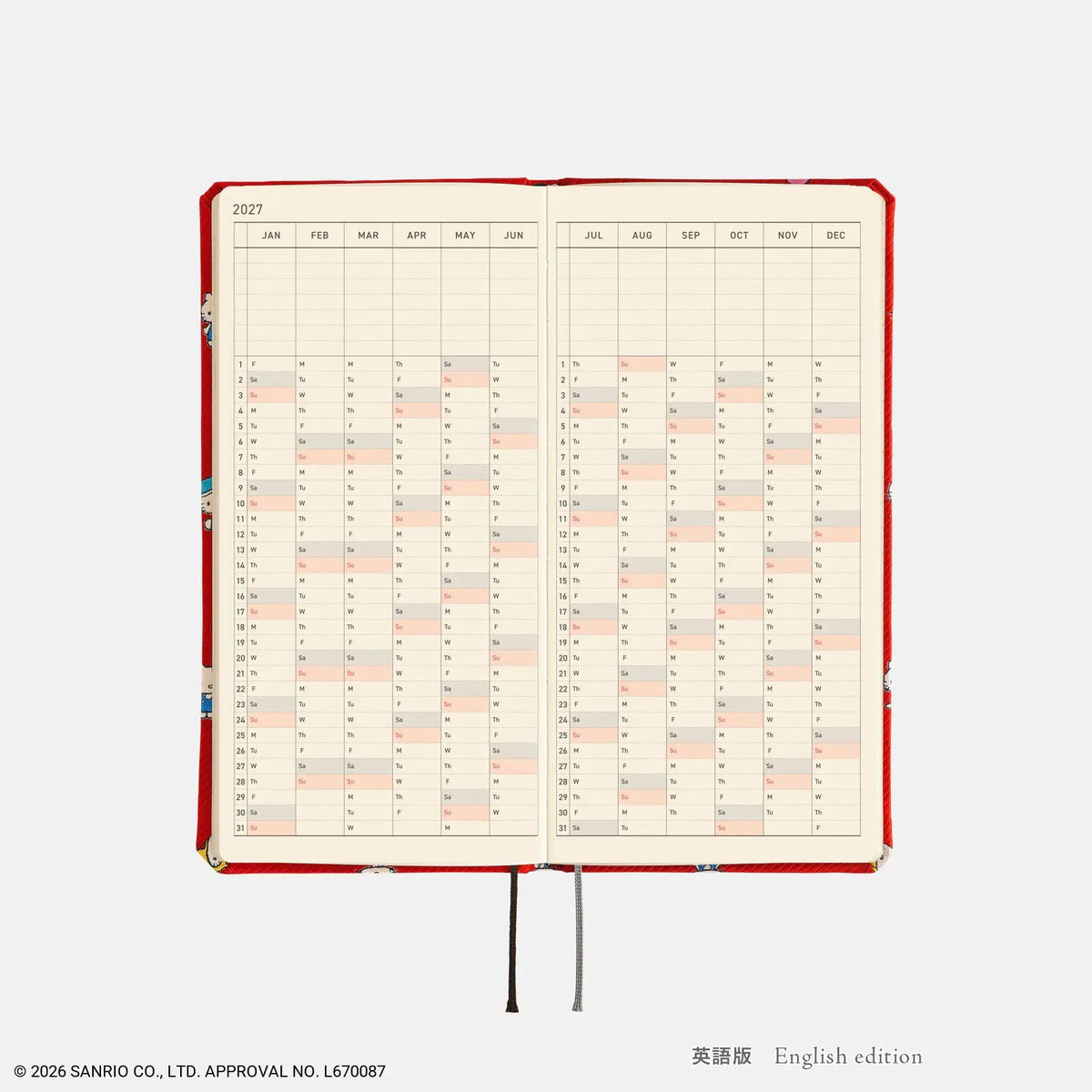 Hobonichi Techo 2027 HELLO KITTY "Techo to Otomodachi" Weeks Planner