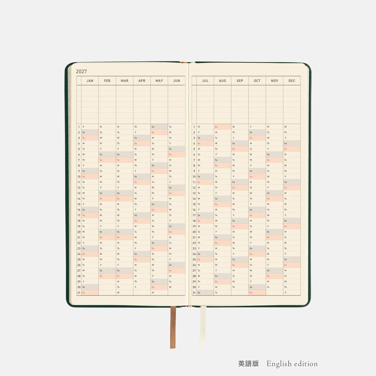 Hobonichi Techo 2027 Weeks Forest Green Planner
