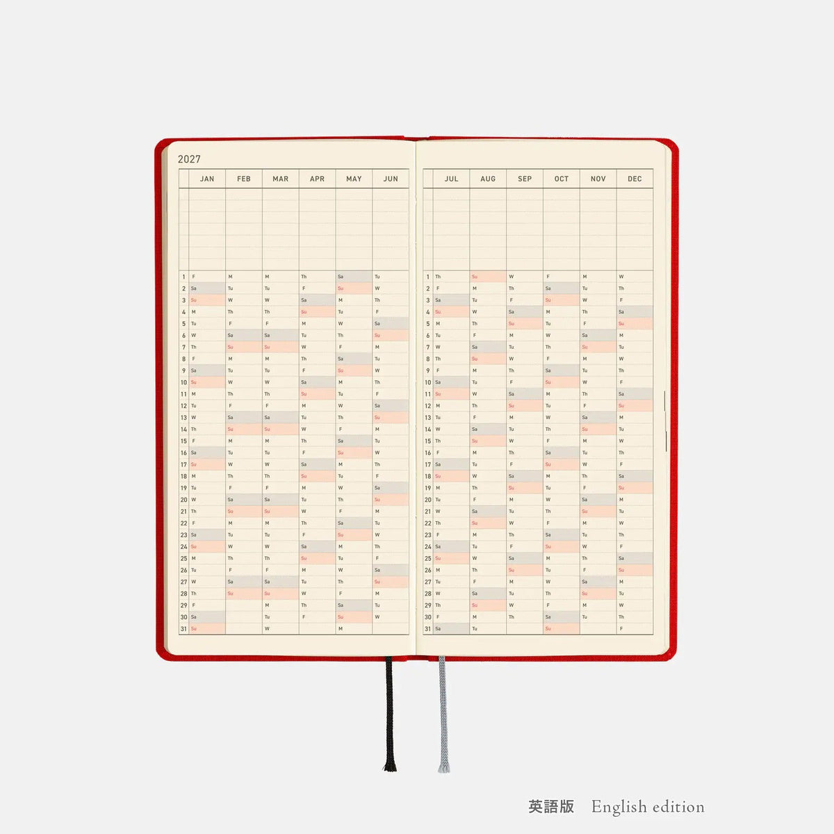 Hobonichi Techo 2027 Weeks Poppy Red Planner